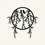 Tranquil Birds and Branches Metal Wall Art 67 × 65 cm / Black