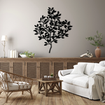 Elegant Botanical Leaves Metal Wall Art 68 × 81 cm / Black