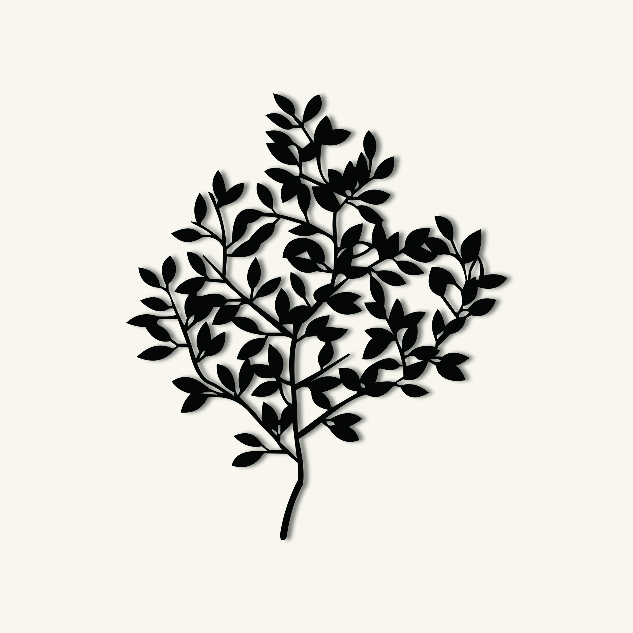 Elegant Botanical Leaves Metal Wall Art 68 × 81 cm / Black