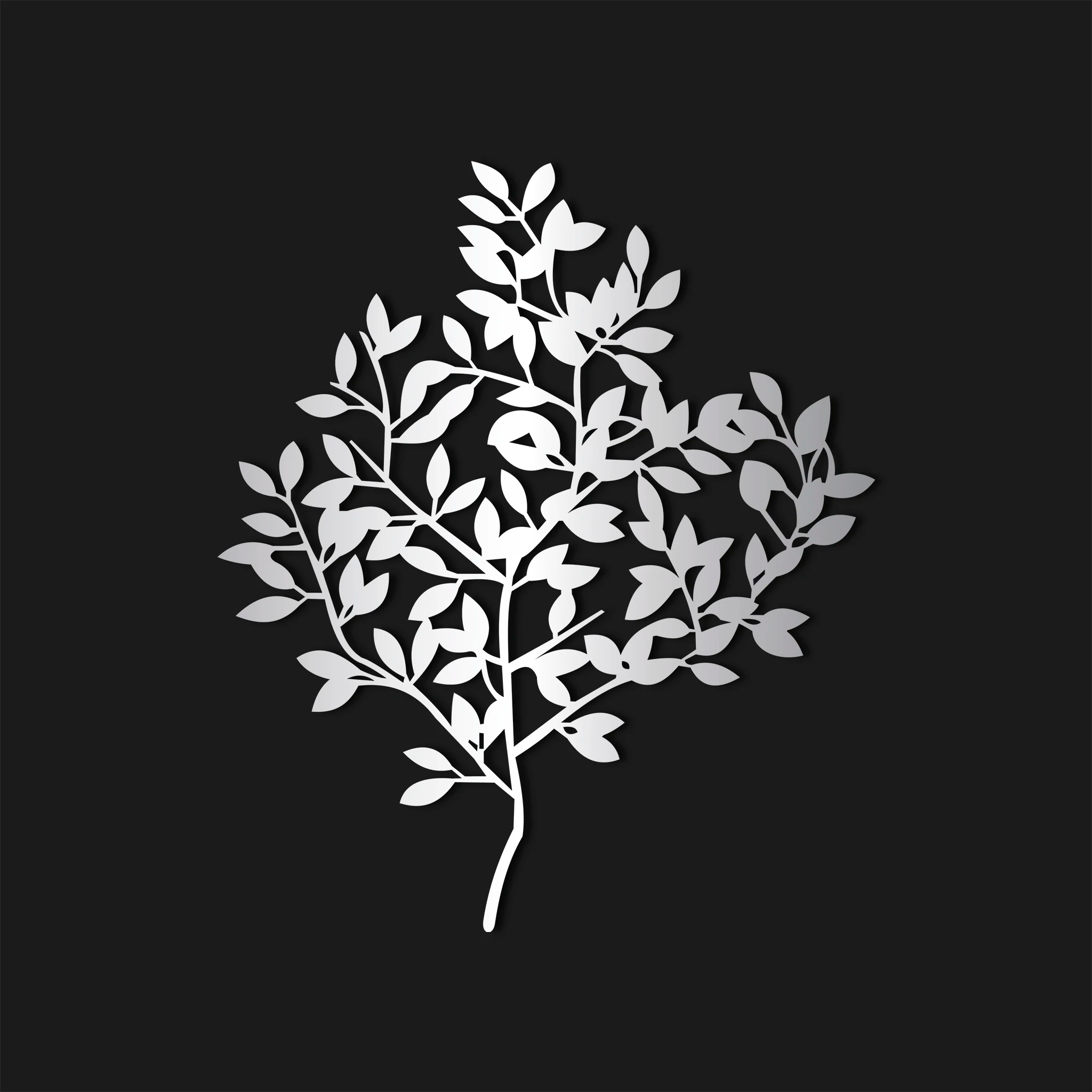 Elegant Botanical Leaves Metal Wall Art 68 × 81 cm / Black