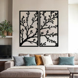 Refined Botanical Branch Metal Wall Art Set 40 × 75 cm / Black