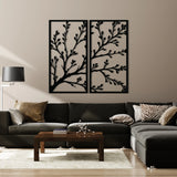 Refined Botanical Branch Metal Wall Art Set 40 × 75 cm / Black