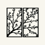 Refined Botanical Branch Metal Wall Art Set 40 × 75 cm / Black