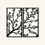 Refined Botanical Branch Metal Wall Art Set 40 × 75 cm / Black