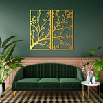 Refined Botanical Branch Metal Wall Art Set 40 × 75 cm / Black