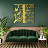 Refined Botanical Branch Metal Wall Art Set 40 × 75 cm / Black