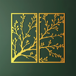 Refined Botanical Branch Metal Wall Art Set 40 × 75 cm / Black