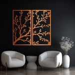 Refined Botanical Branch Metal Wall Art Set 40 × 75 cm / Black