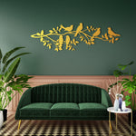 Charming Birds on Branch Metal Wall Art 95 × 30 cm / Black