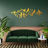 Charming Birds on Branch Metal Wall Art 95 × 30 cm / Black