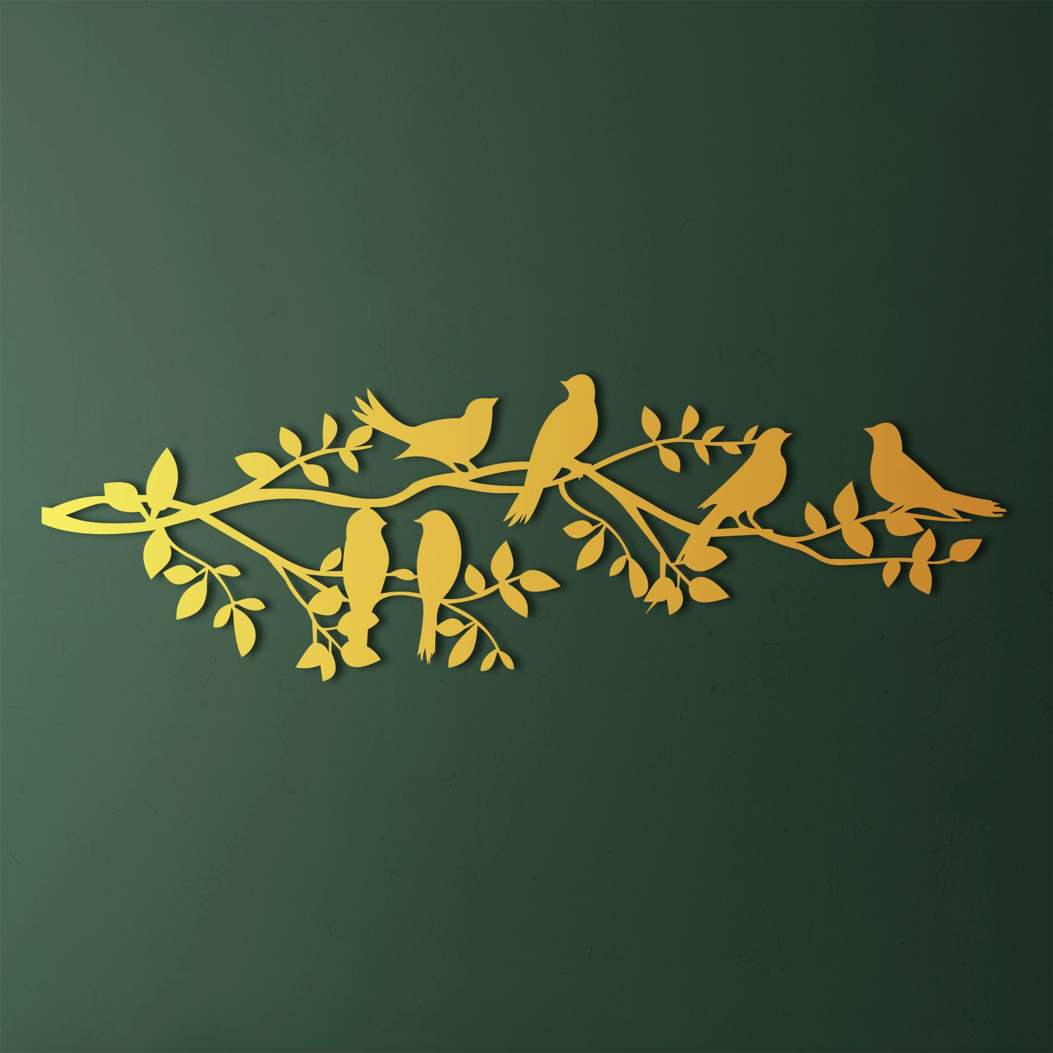 Charming Birds on Branch Metal Wall Art 95 × 30 cm / Black