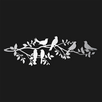 Charming Birds on Branch Metal Wall Art 95 × 30 cm / Black