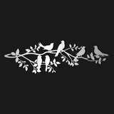 Charming Birds on Branch Metal Wall Art 95 × 30 cm / Black