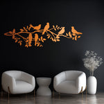 Charming Birds on Branch Metal Wall Art 95 × 30 cm / Black