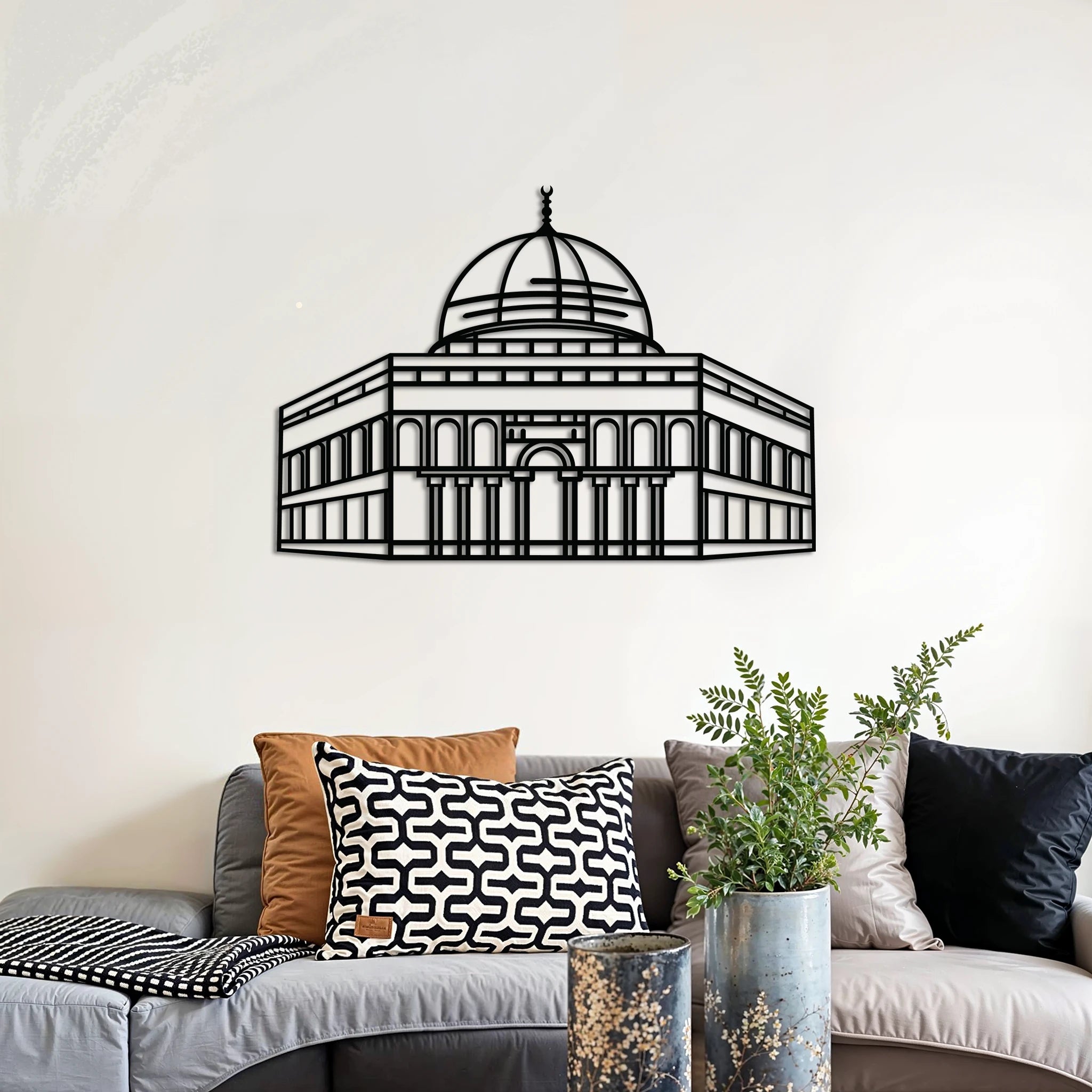 Dome of Rock Metal Wall Art 70 × 49 cm / Black