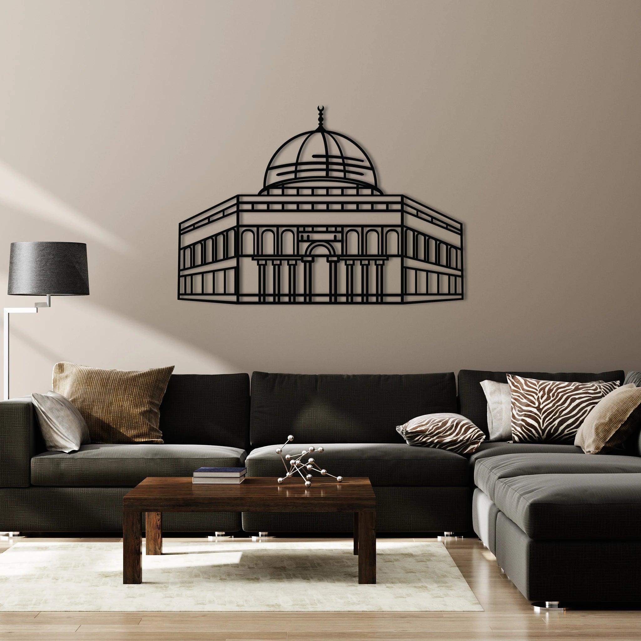 Dome of Rock Metal Wall Art 70 × 49 cm / Black