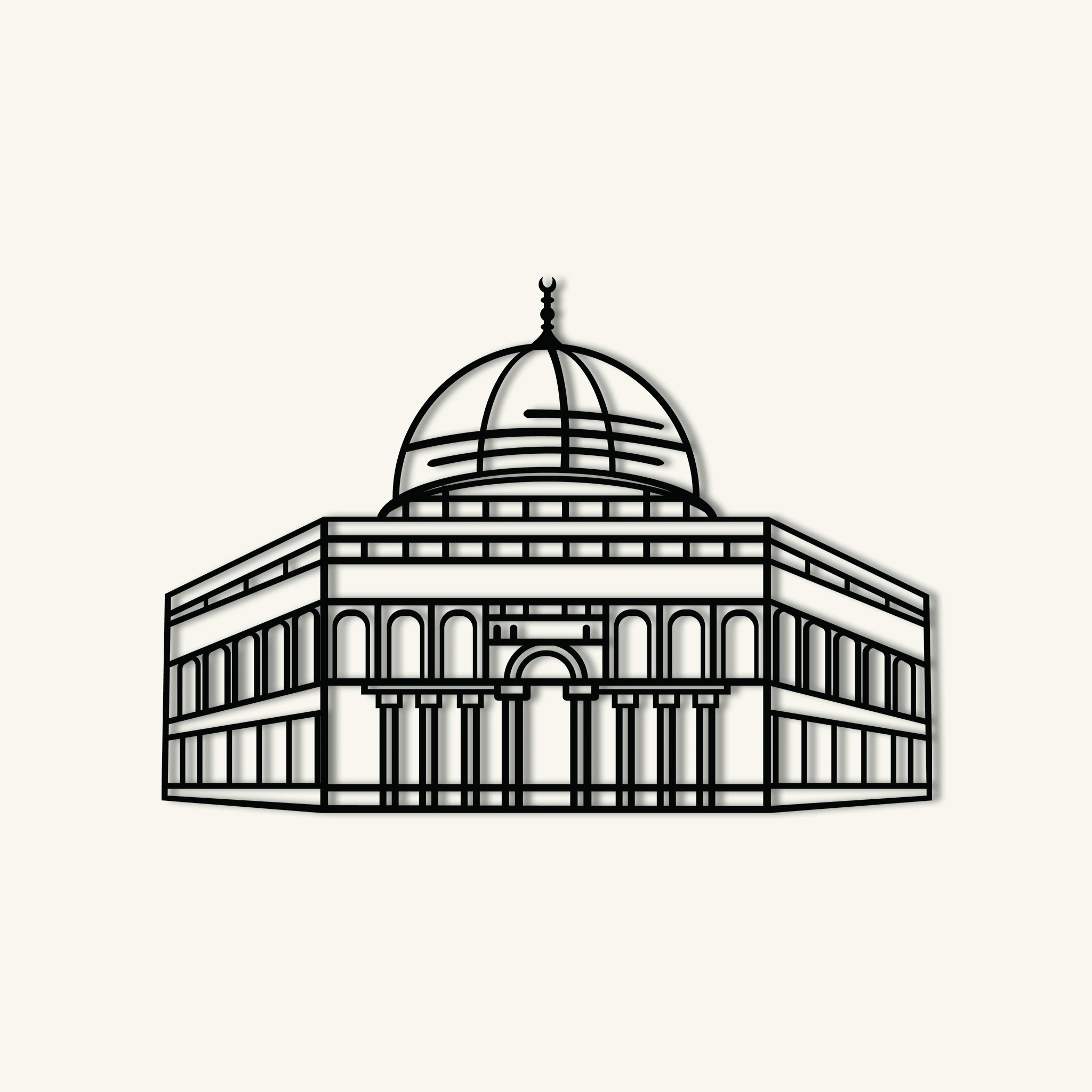Dome of Rock Metal Wall Art 70 × 49 cm / Black
