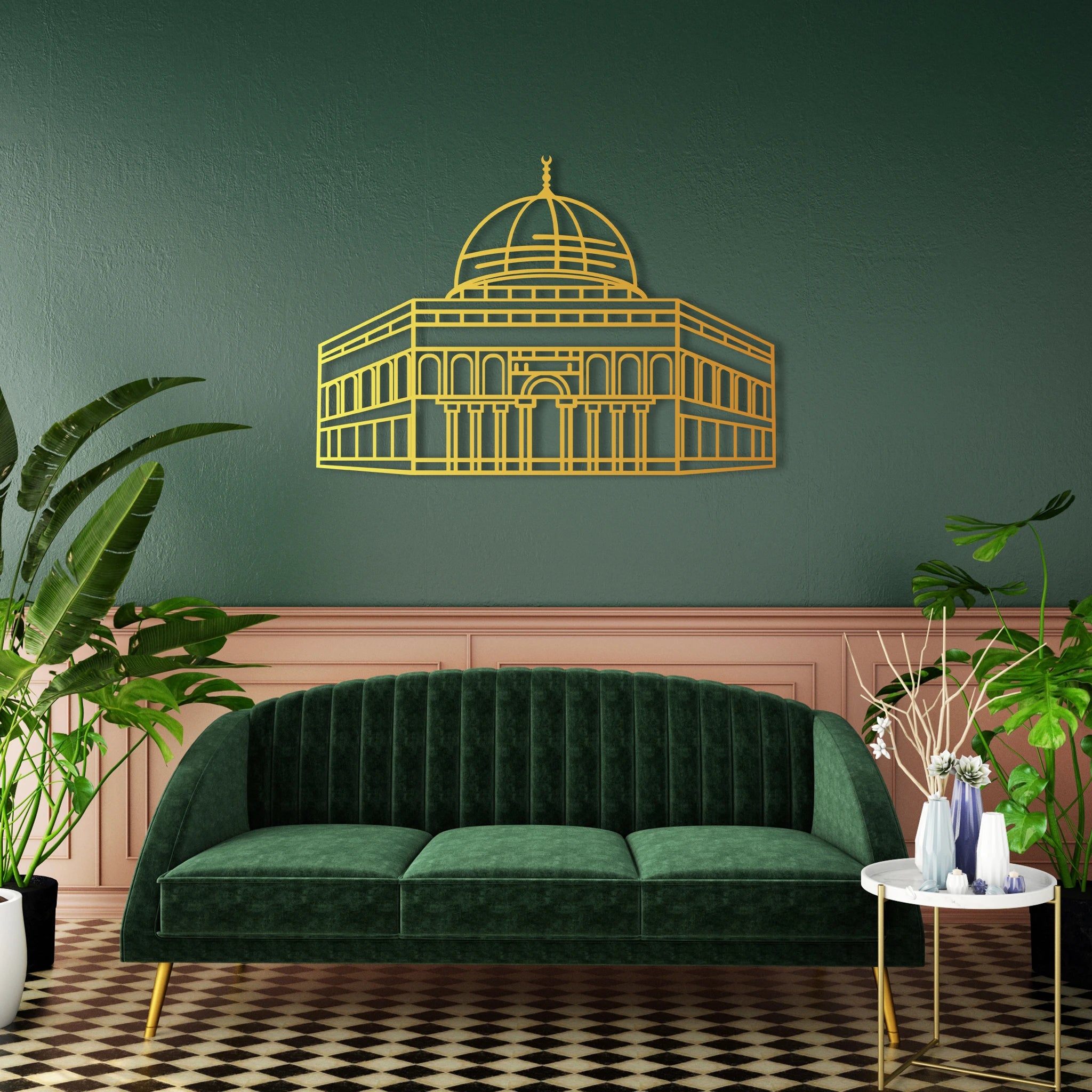 Dome of Rock Metal Wall Art 70 × 49 cm / Black