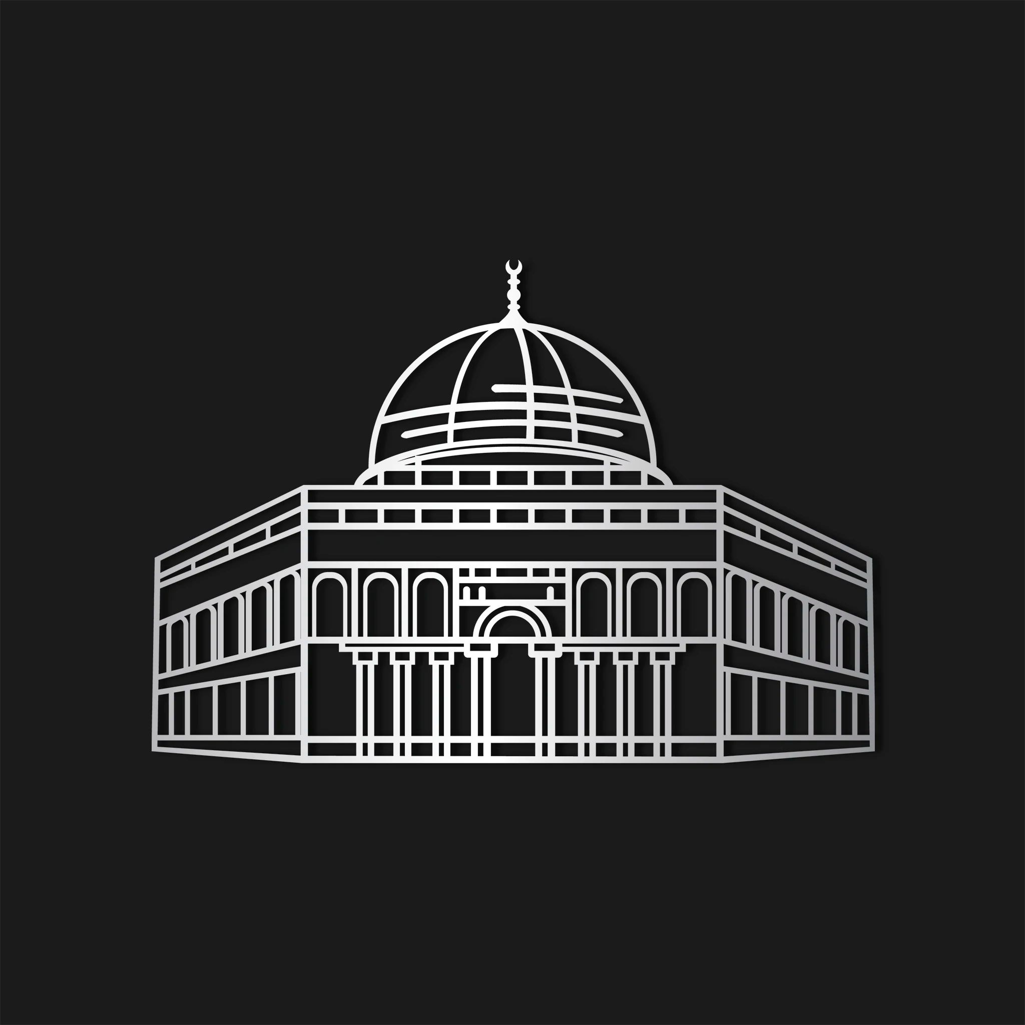 Dome of Rock Metal Wall Art 70 × 49 cm / Black
