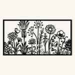 Whimsical Wildflower Garden Metal Wall Art 75 x 39 cm / Black