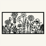 Whimsical Wildflower Garden Metal Wall Art 75 x 39 cm / Black