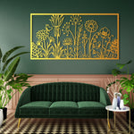 Whimsical Wildflower Garden Metal Wall Art 75 x 39 cm / Black
