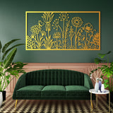 Whimsical Wildflower Garden Metal Wall Art 75 x 39 cm / Black