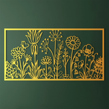 Whimsical Wildflower Garden Metal Wall Art 75 x 39 cm / Black