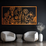 Whimsical Wildflower Garden Metal Wall Art 75 x 39 cm / Black