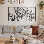 Sculptural Lily Flower Metal Wall Art Set 48 x 75 cm / Black