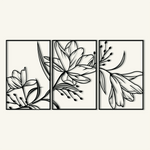 Sculptural Lily Flower Metal Wall Art Set 48 x 75 cm / Black