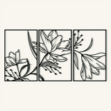 Sculptural Lily Flower Metal Wall Art Set 48 x 75 cm / Black