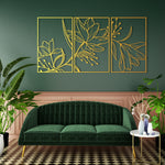 Sculptural Lily Flower Metal Wall Art Set 48 x 75 cm / Black