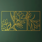 Sculptural Lily Flower Metal Wall Art Set 48 x 75 cm / Black