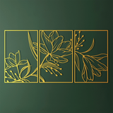 Sculptural Lily Flower Metal Wall Art Set 48 x 75 cm / Black
