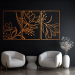 Sculptural Lily Flower Metal Wall Art Set 48 x 75 cm / Black