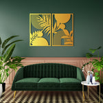 Minimal Geometric Leaf Metal Wall Art Set 48 x 73 cm / Black