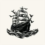 Classic Sailing Ship Metal Wall Art 61 x 62 cm / Black