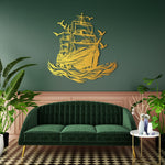 Classic Sailing Ship Metal Wall Art 61 x 62 cm / Black