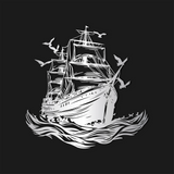 Classic Sailing Ship Metal Wall Art 61 x 62 cm / Black