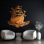 Classic Sailing Ship Metal Wall Art 61 x 62 cm / Black