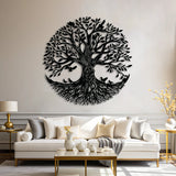 Majestic Tree of Life Metal Wall Art 62 x 62 cm / Black