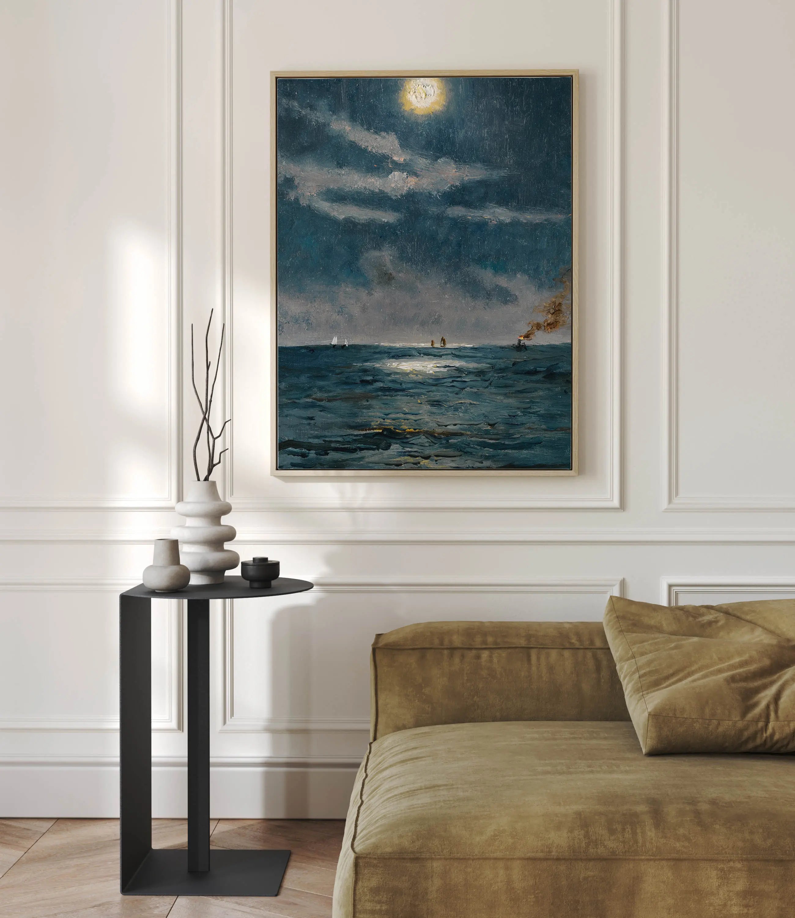 A Calm Moonlit Marine Scene by Alfred Stevens