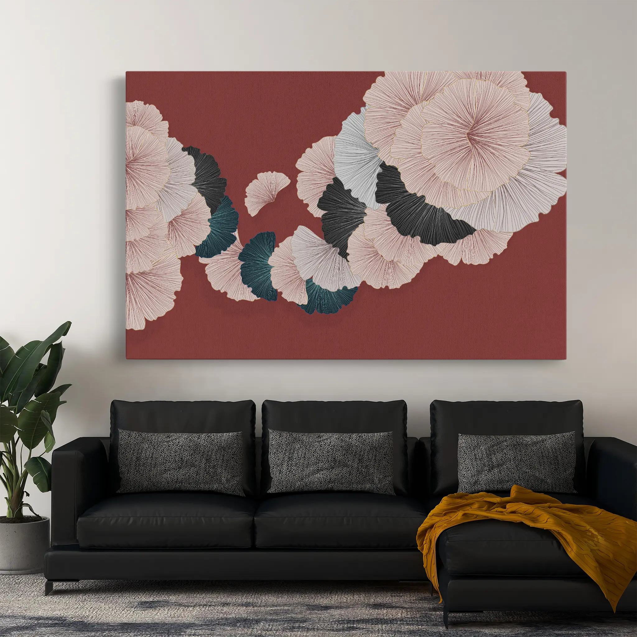 Floral Canvas Wall Art WAD002-F 90 x 60 cm / Stretched on hidden frame