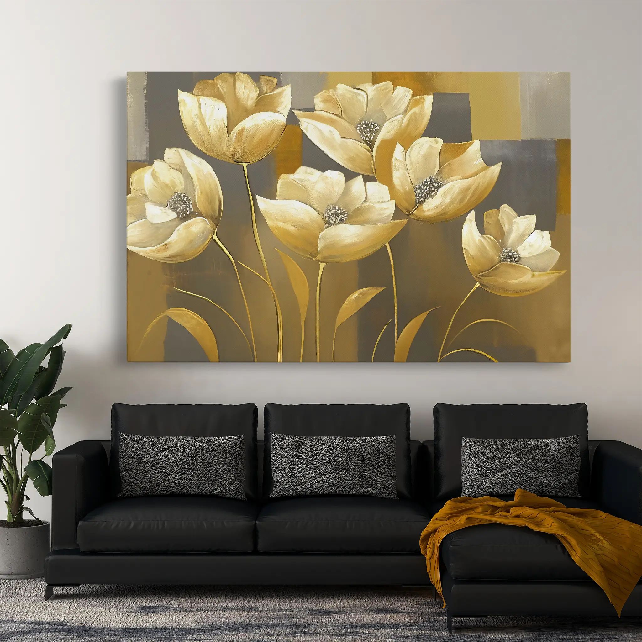 Floral Canvas Wall Art WAD004-F 90 x 60 cm / Stretched on hidden frame