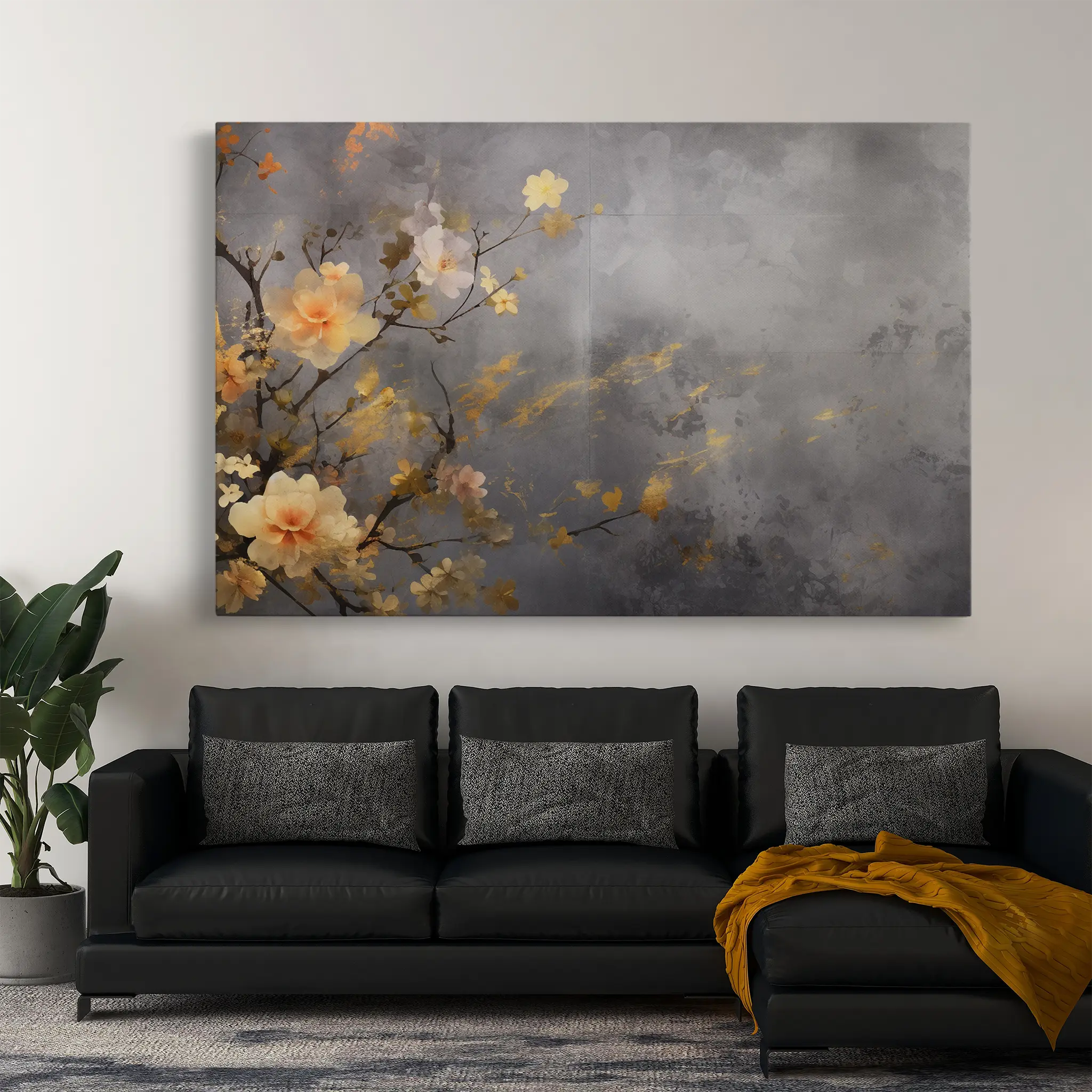 Floral Canvas Wall Art WAD008-F 90 x 60 cm / Stretched on hidden frame