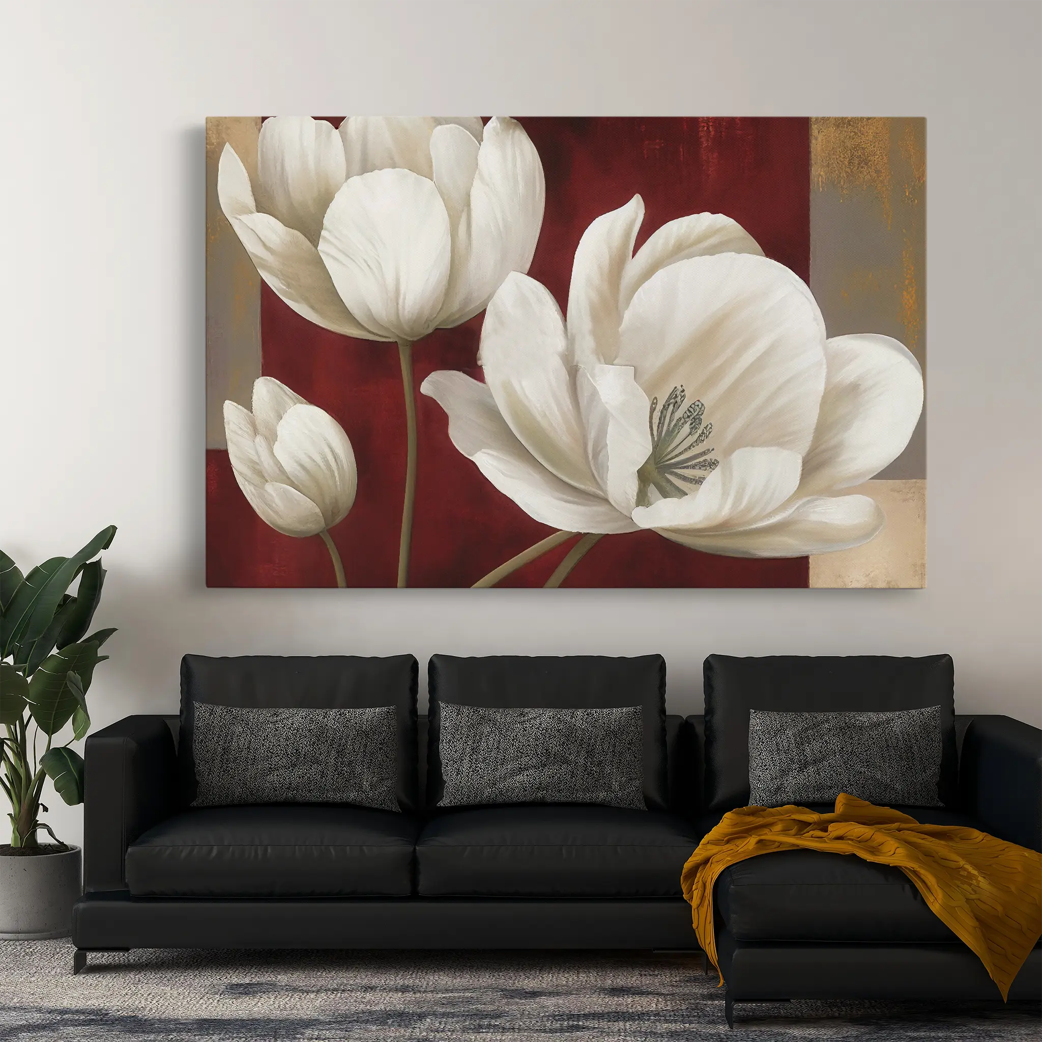 Floral Canvas Wall Art WAD011-F 90 x 60 cm / Stretched on hidden frame