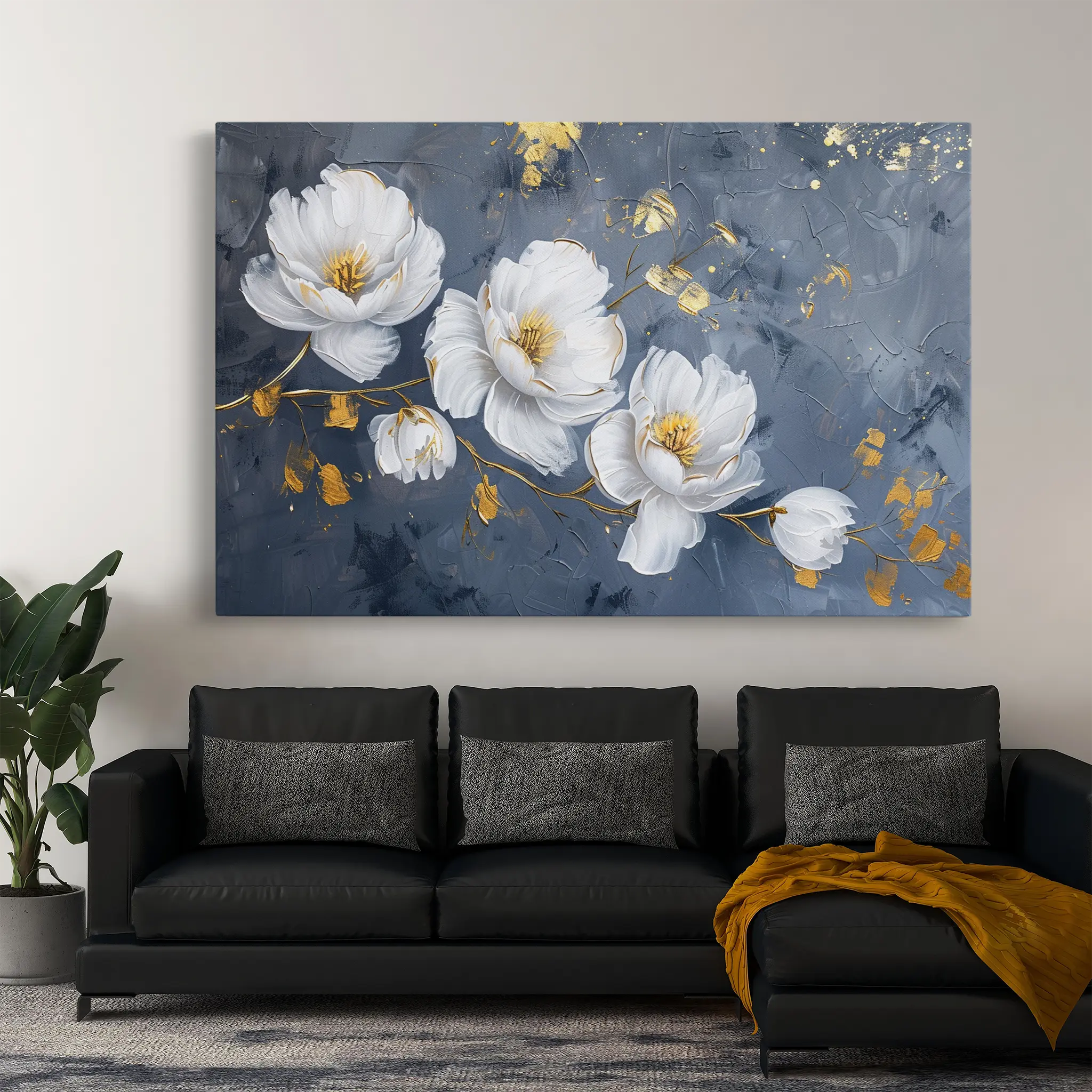 Floral Canvas Wall Art WAD017-F 90 x 60 cm / Stretched on hidden frame