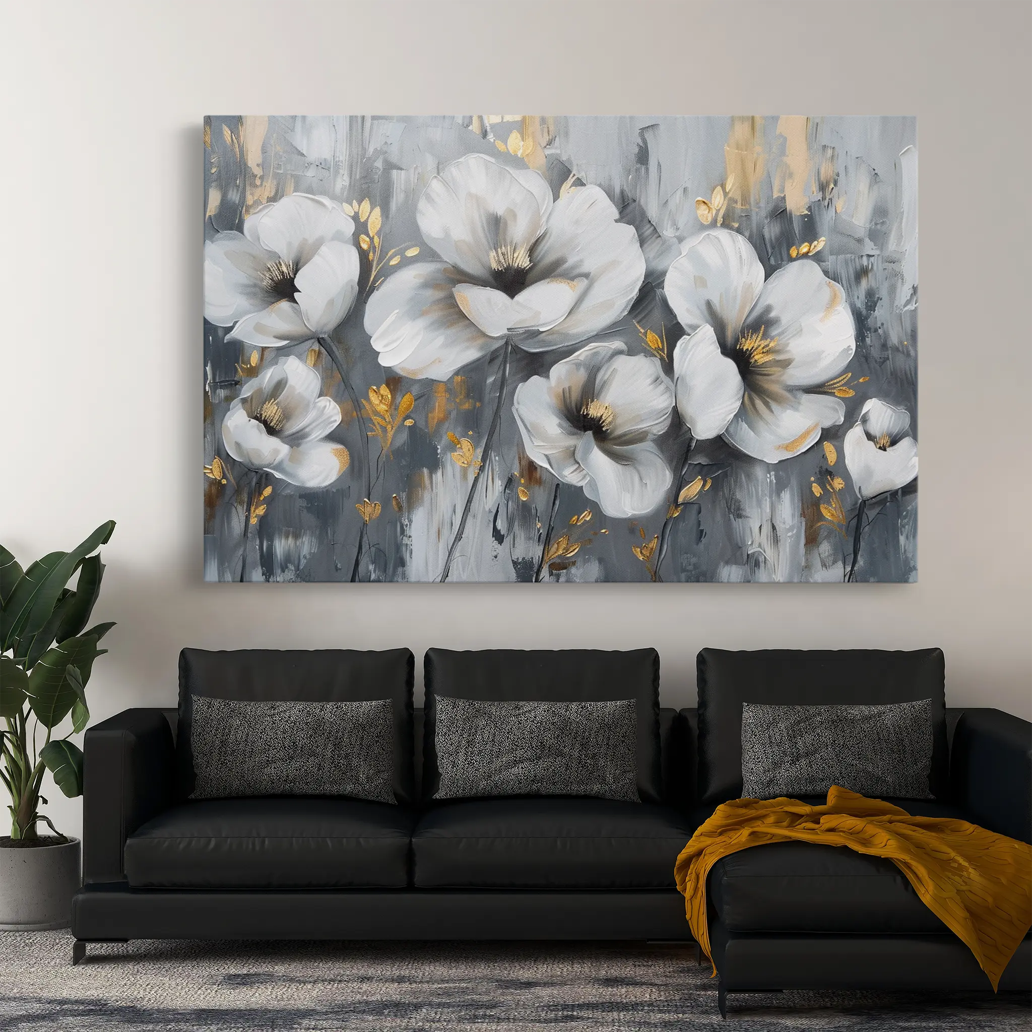 Floral Canvas Wall Art WAD018-F 90 x 60 cm / Stretched on hidden frame