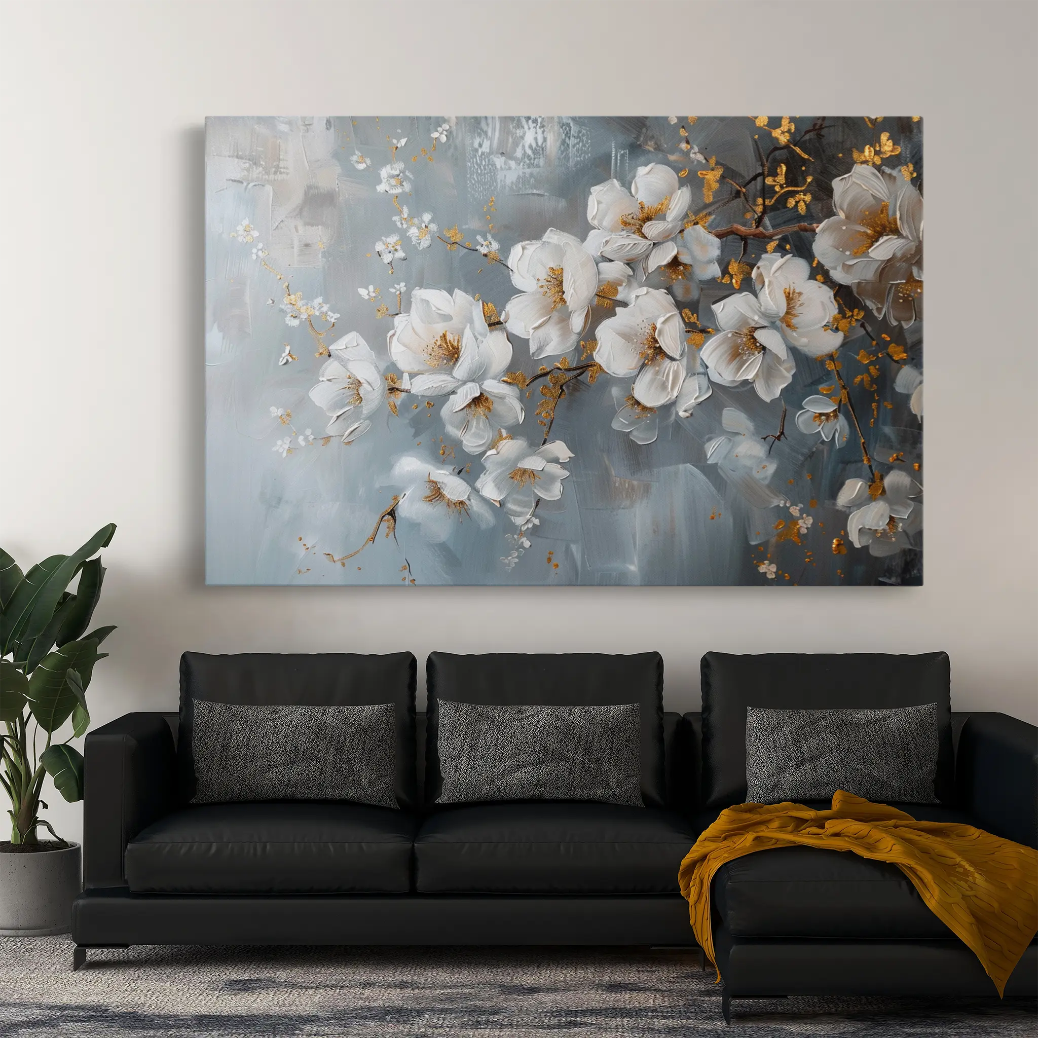 Floral Canvas Wall Art WAD019-F 90 x 60 cm / Stretched on hidden frame